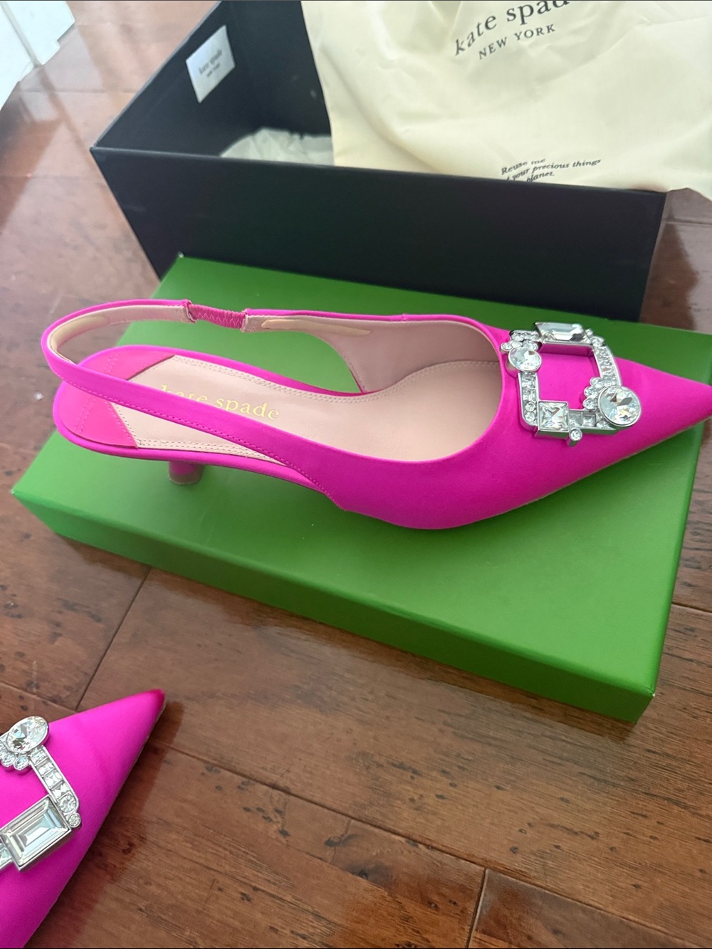 kate spade Hot Pink Crystal-Embellished Slingback Flats - Picture 7 of 10
